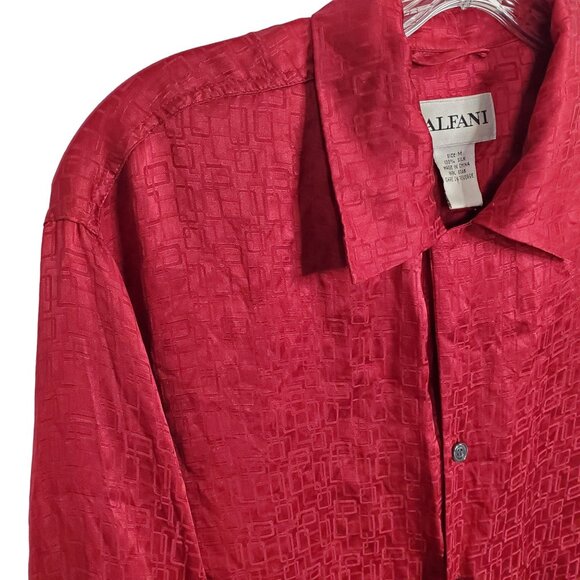 Alfani Mens Size M Shirt Pajama Top 100% Silk Button Down Geometric Textured - Picture 8 of 10